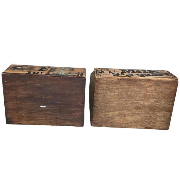 Vintage Rustic Small Wooden Crates With Handles Farmhouse Cottagecore Milk Eggs - Picture 9 of 9